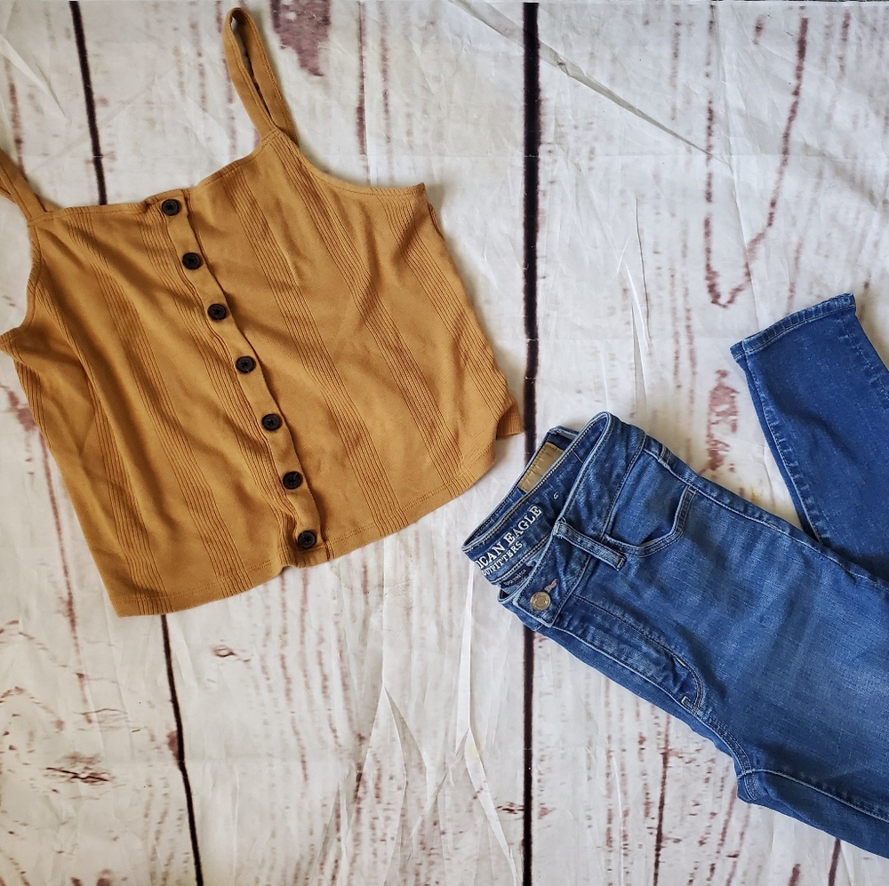 American eagle mustard color tank top size L